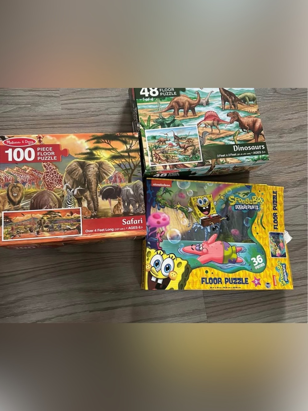 ✨3-set Melissa & Doug Safari, SpongeBob floor Puzzles
